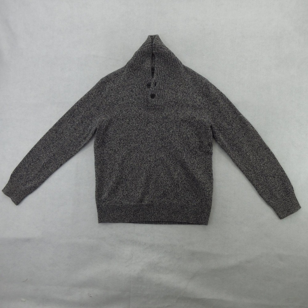 J.Crew Sweater Mens Large Gray Lambswool Mock Neck Henley Pullover Warm